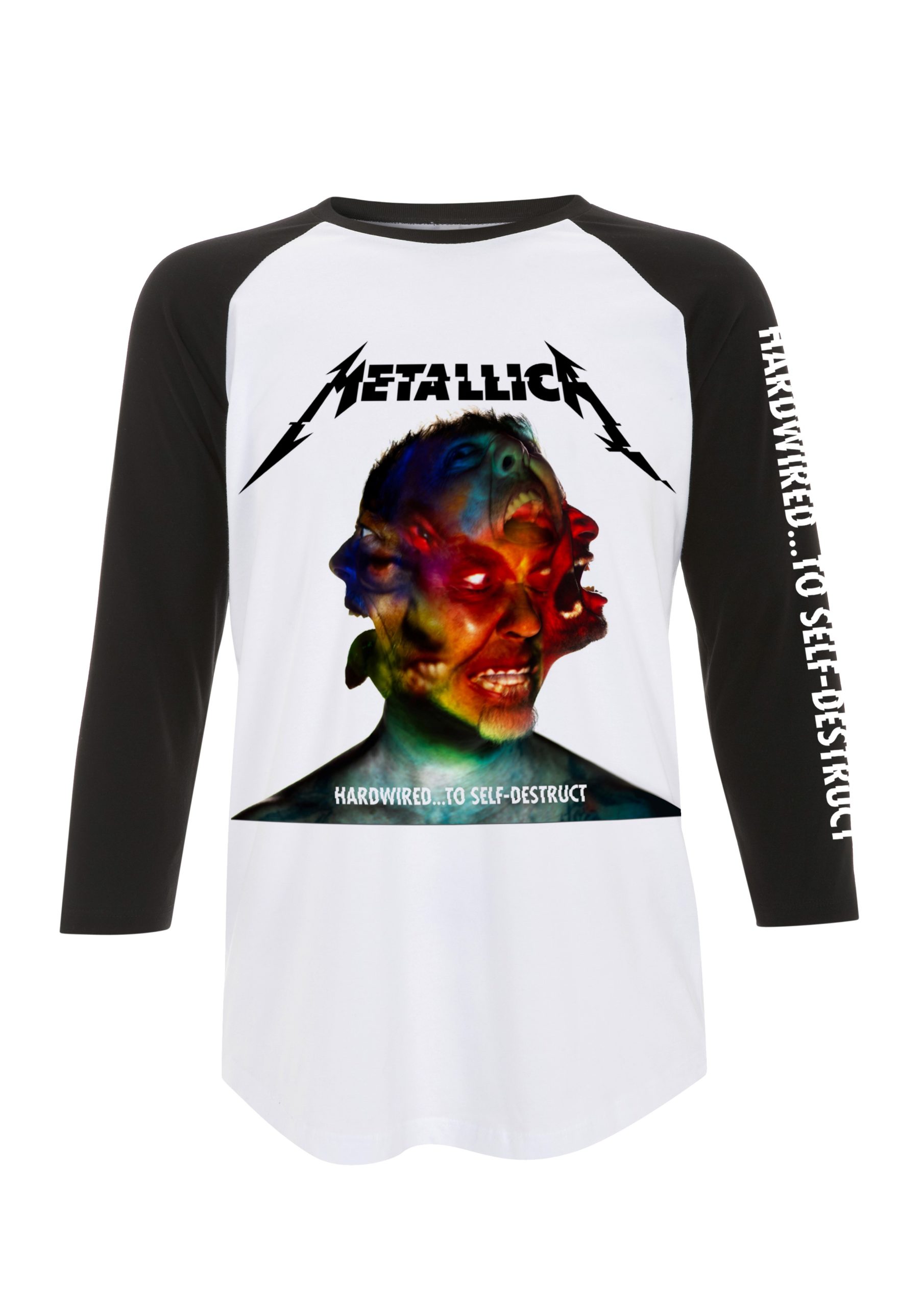Metallica Hardwired Album Cover Men's White/Black Baseball T-Shirt